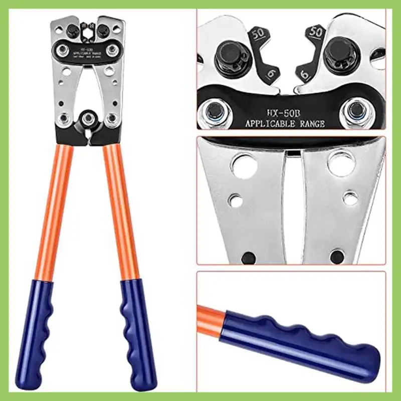 

HX-50B Crimping Pliers Bare Terminal Copper Nose Crimping Pliers Line Crimping Pliers Cable Crimping Pliers 6-50Mm Yellow