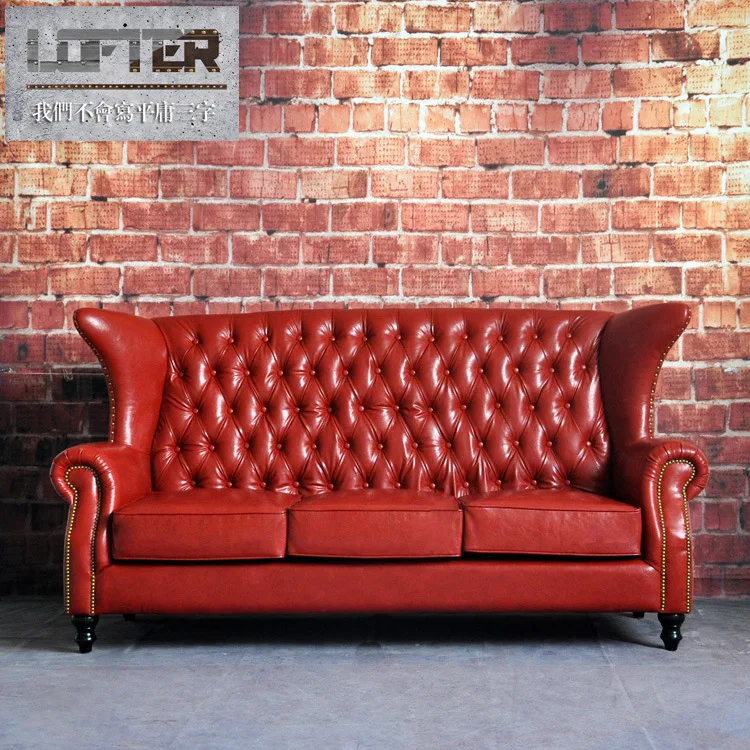 European leather sofa KTV bar hotel lobby personalized sofa Japanese retro sofa club custom furniture