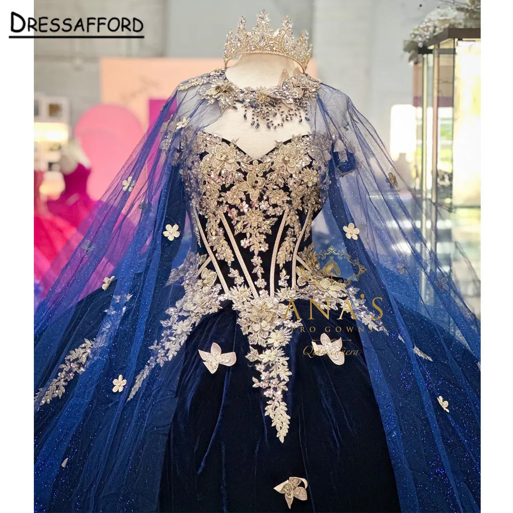 Luxury Quinceanera Dresses With Cape Vestidos De 15 Anos Beading Applique Formal Birthday Party Ball Gown