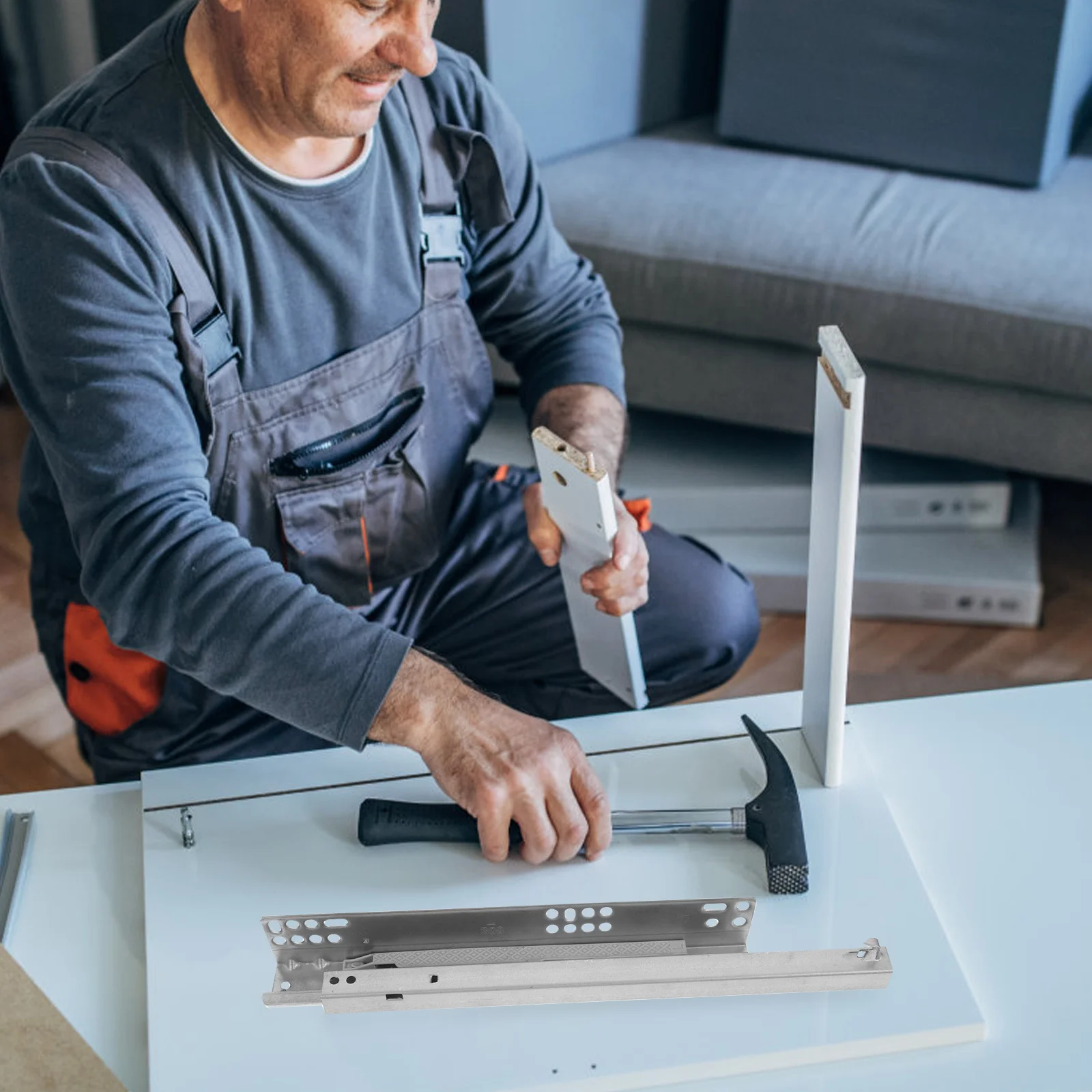 2 قطعة القضبان الشريحة درج الثقيلة سميكة الصلب عازلة القضبان الصامتة درج دعم أسفل الشرائح خزانة كتم #5