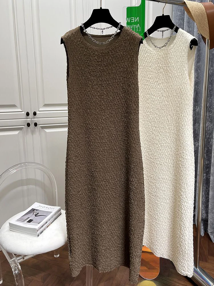 ชุดเดรสลำลองสไตล์ชิคสำหรับผู้หญิงไซส์ใหญ่ ความยาวระดับเข่า ทรงหลวม สวมใส่สบาย ระบายอากาศได้ดี ทรงตรง เหมาะสำหรับฤดูร้อน