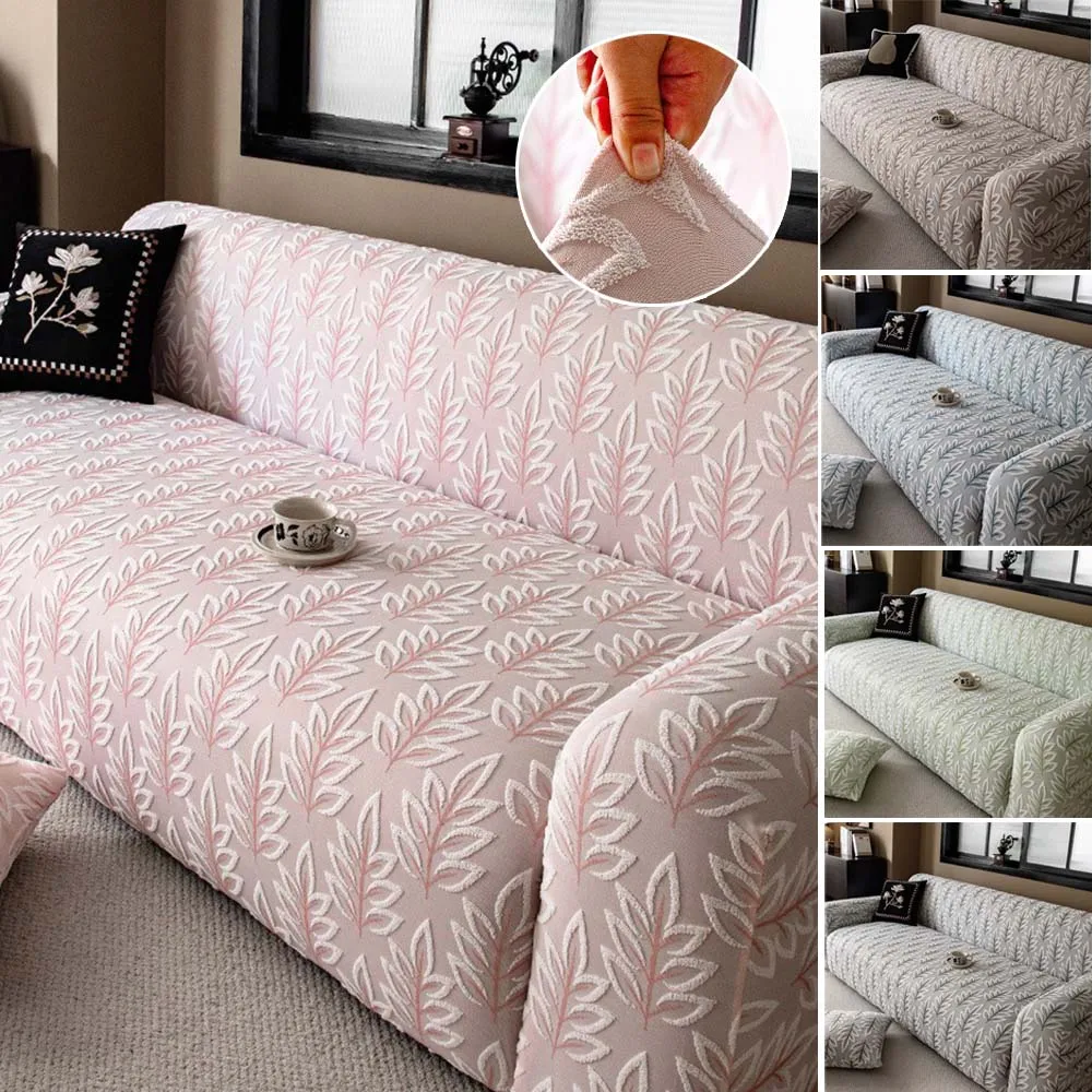

Jacquard Leaves Sofa Cover Thick Elastic 1/2/3/4 Seater Stretch Slipcover for Living Room Soft L Shaped Corner Couch Cover 쇼파 커버