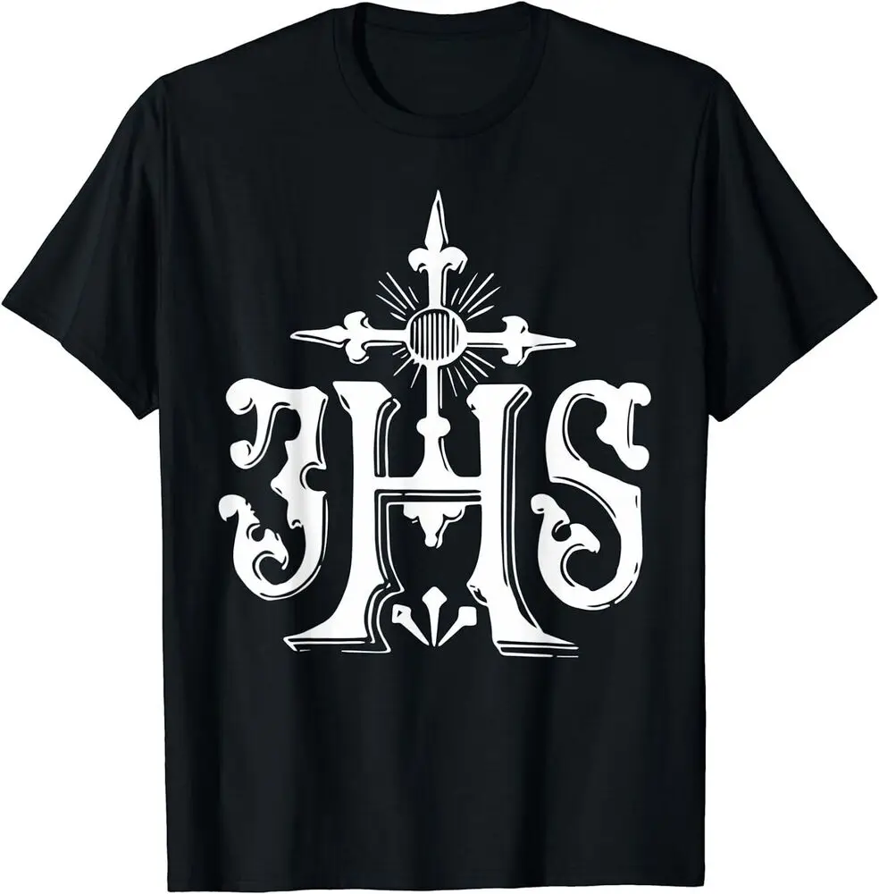 IHS Cross Christogram Symbol Traditional Catholic Mas T-Shirt High Quality 100%Cotton Short Sleeve