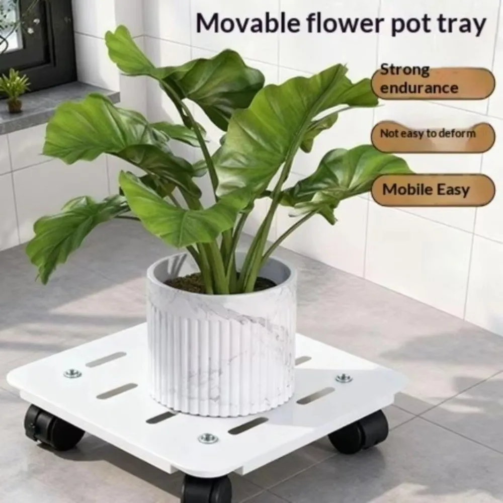 Indoor Outdoor Plant Pot Tray Movable with Wheels Plant Stands 360° Rotation Metal Plant Mobile Trolley For Heavy Plants