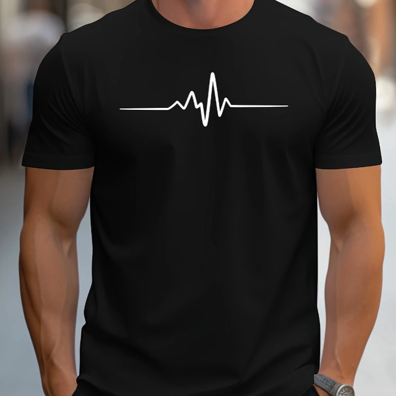 Lockerer Sommer für Herren, kreativer Grafikdruck, schmales, lässiges Sport-T-Shirt mit Rundhalsausschnitt, kurzen Ärmeln, Sommermode, kurze Ärmel