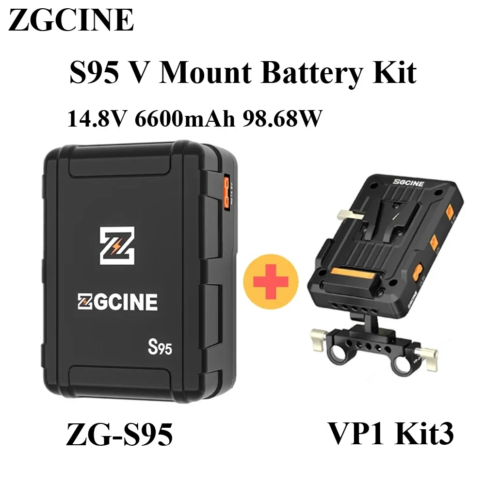 

ZGCINE ZG-S95 V Mount Battery 14.8V 6600mAh 98.68W S95 V-Lock Pocket Power Bank for Cameras Video Lights Smartphones Laptops