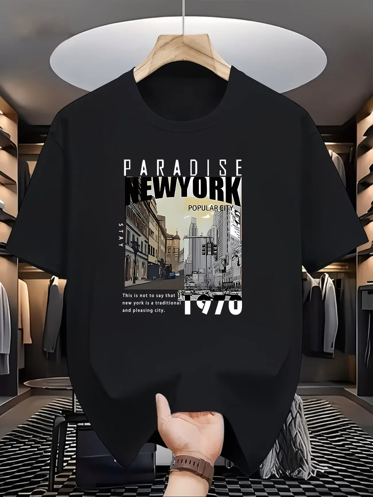 Men'S Fashion New York - T-shirt da uomo a maniche corte