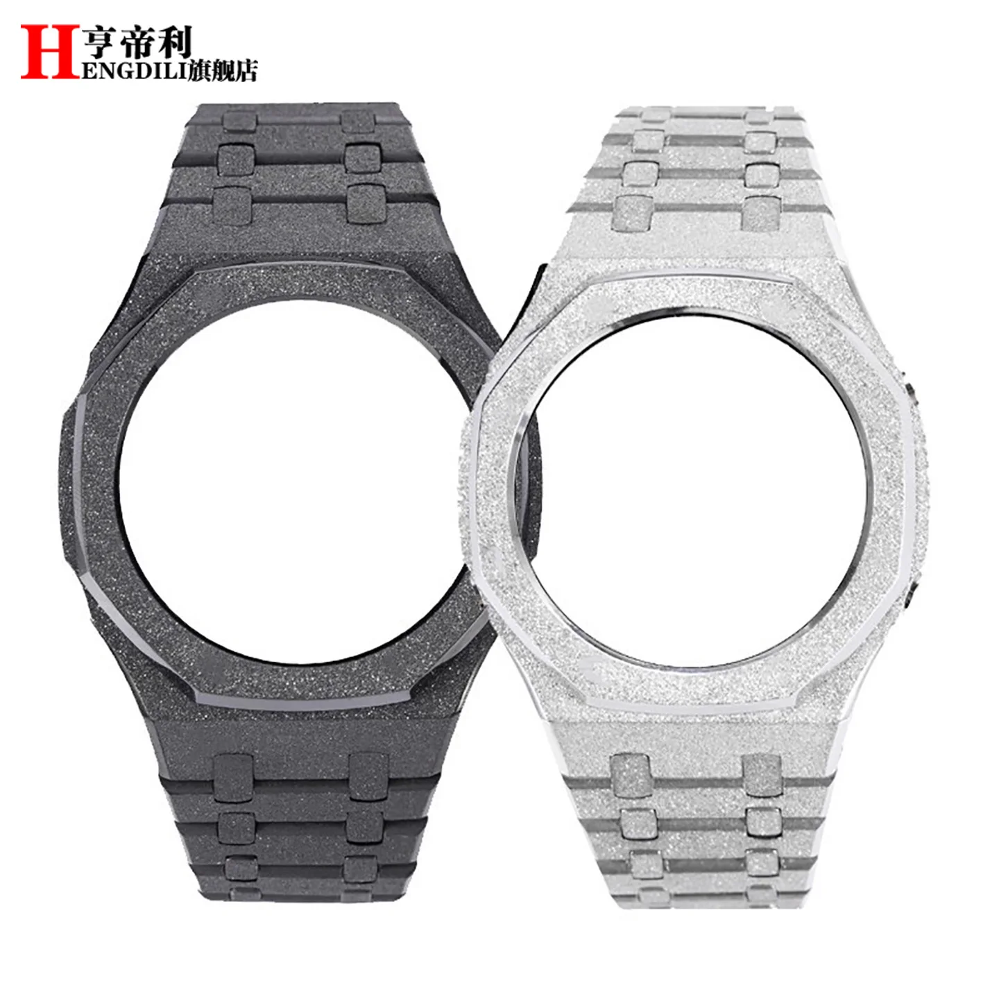 

modification upgrade DIY Matte Frosted Gold Mod Kit for CasiOak ga-2100 GBM-2100 GM-2100 GA-B2100 Full Metal Case & Bracelet Set