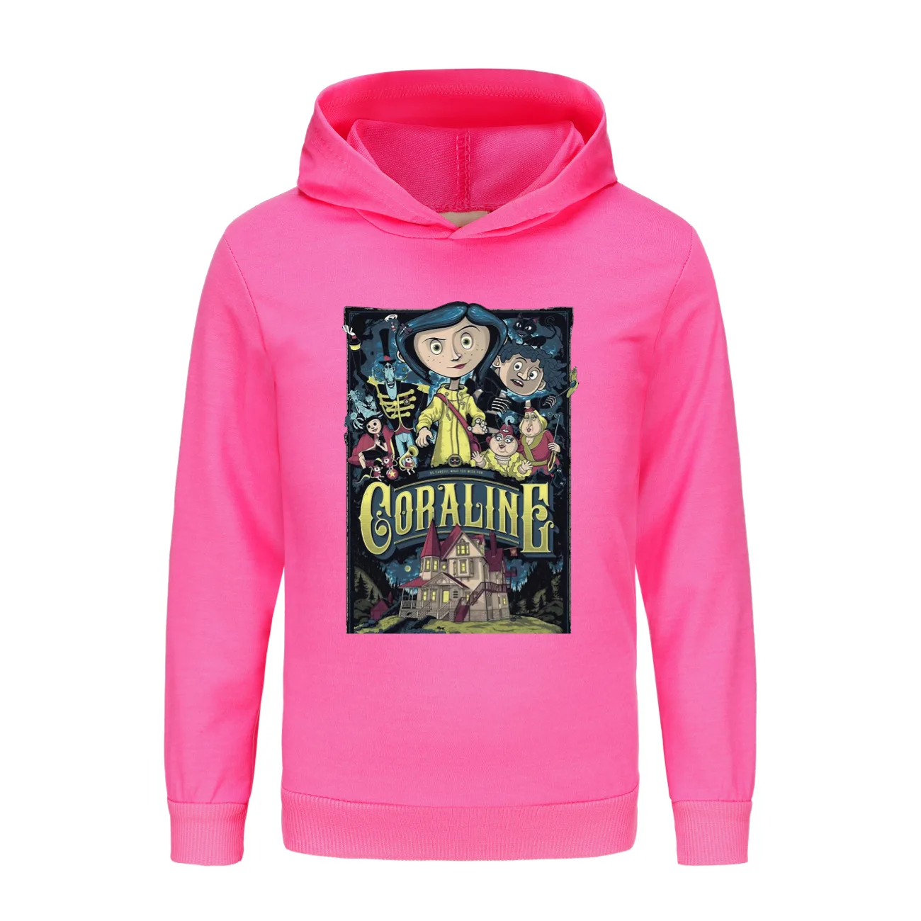 

Детские толстовки Coraline, детская одежда с героями мультфильмов, одежда на Хэллоуин для девочек, топы с длинными рукавами для мальчиков и девочек, подростковая рубашка с капюшоном 3059