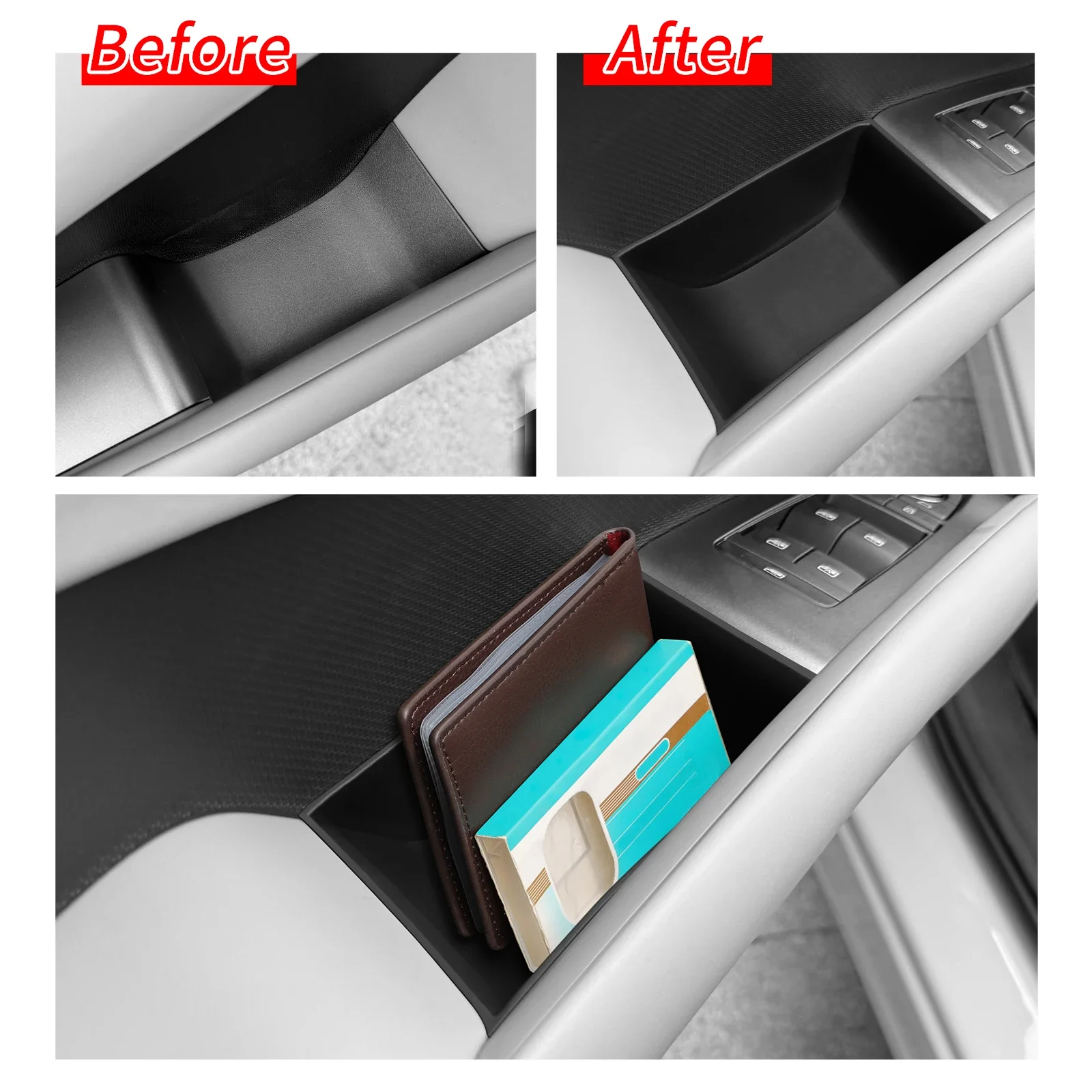 For BYD ATTO 3 EVO / YUAN PLUS 2025 2026 Car Door Handle Storage Box TPE Front Rear Door Storage Tray Organizer Accessories 3