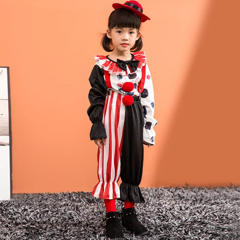 Children 'S Day Clown Kostuums Jongens Meisje Grappige Cosplay Clown Cool Kostuum Fantasia Halloween Purim Carnaval Feest Verkleden