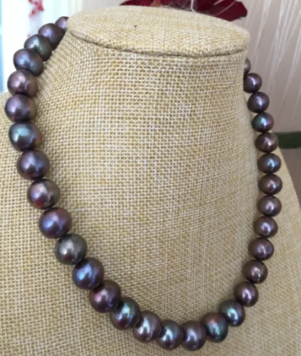 

18 Inch AAAA LUSTER 10-11mm REAL South Sea Black Red Pearl Necklace