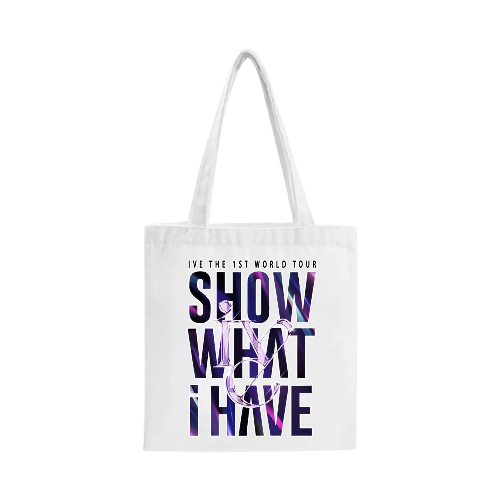 Kpop IVE Canvas Bag Handbag The 1st World Album Printed Sign Totes Shoulder Zipper Bag WonYoung YuJin LIZ LEESEO Gift