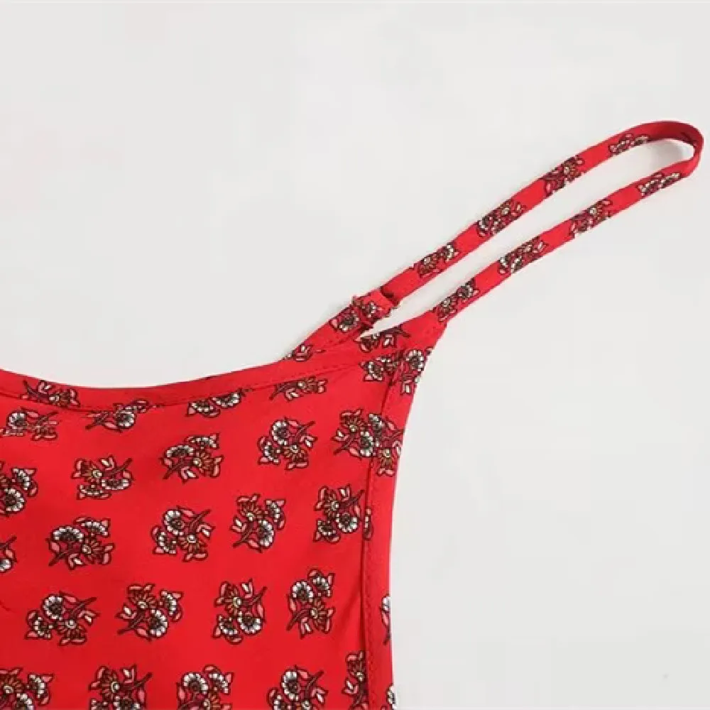 BOHO V neck Paisley Floral print Sling Dress Summer Holiday Woman Side Slit Spaghetti Strap Midi Long Dresses Beach Robe Vestido