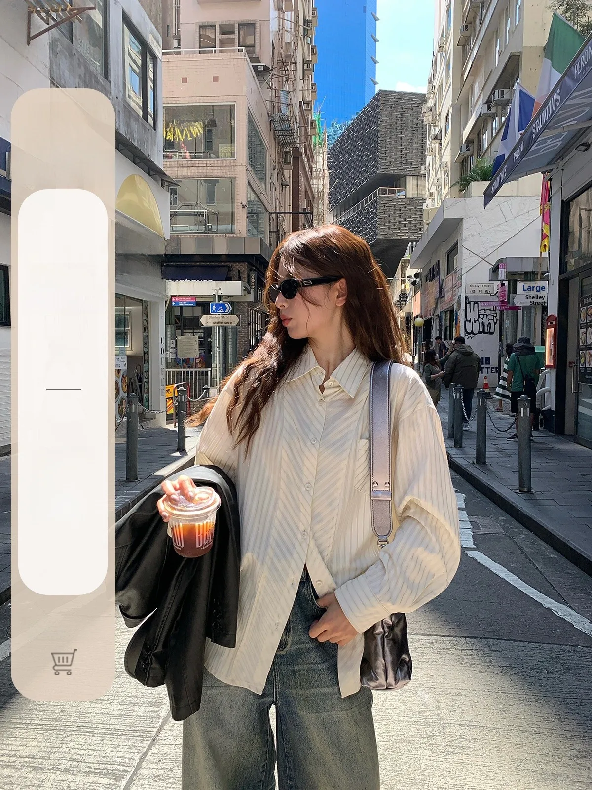 

WHYSTUDIO Women's Striped irt Spring New Loose Long Sve Turn-down Collar Casual Sle Comfortable Breathable Cotton