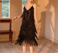 New Women 1920s Vintage Great Gatsby Party Sequin Dress Fashion Sexy V-Neck Summer Cami Dresses Sequin Fringe Latin Dance Dress