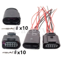 1 Set 10P Car Door Lock Socket AC Assembly Auto Headlight Connector For VW Audi 1J0973715 1J0973815 6X0973815