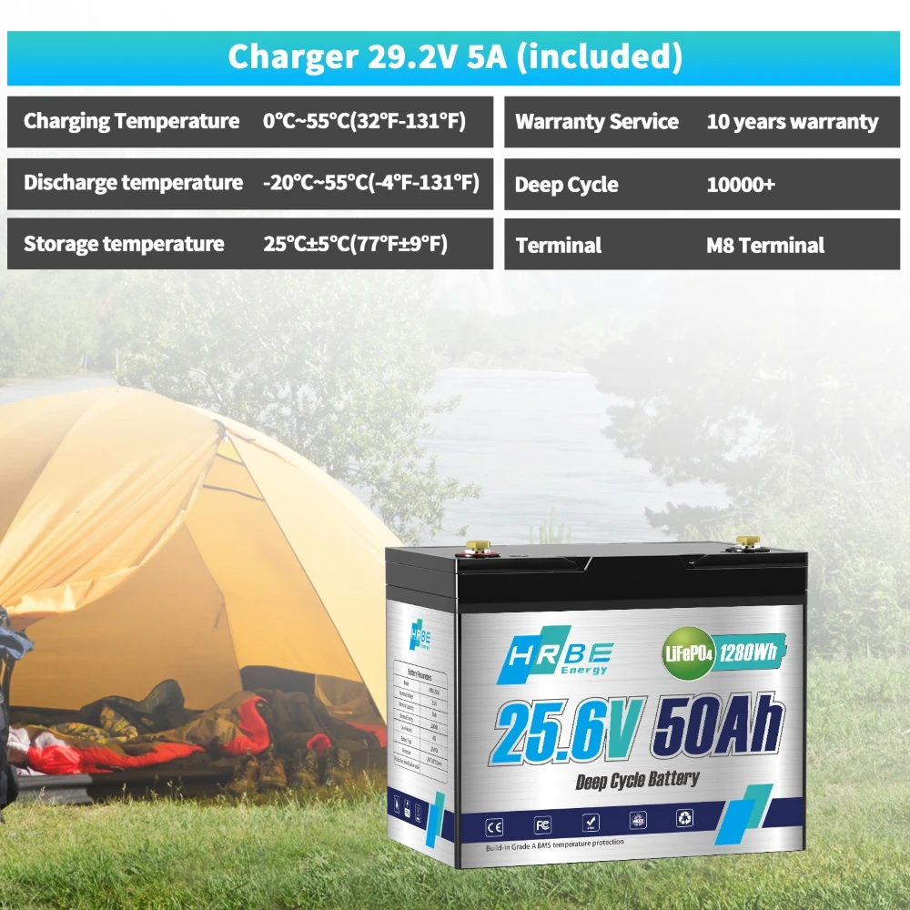 24V 100Ah Lithium Battery Deep 6000+ Cycles LiFePO4 Battery 25.6V 2560Wh for Golf Cart,/RV, Household,Off Grid Applications