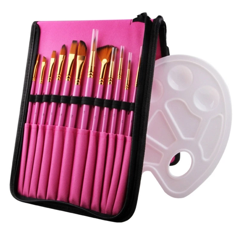 13 pennelli per pittura acrilica con tavolozza colori Pennello per acquerello Pennello per capelli in nylon per pittura