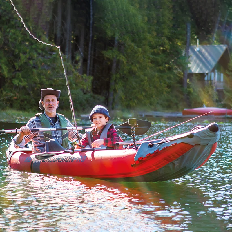 Heavy-Duty PVC Inflatable Boat 1-3 Person, Fishing/Rafting Dinghy w/Detachable Seats, Foldable Canoe Kayak for Rescue/Adventure