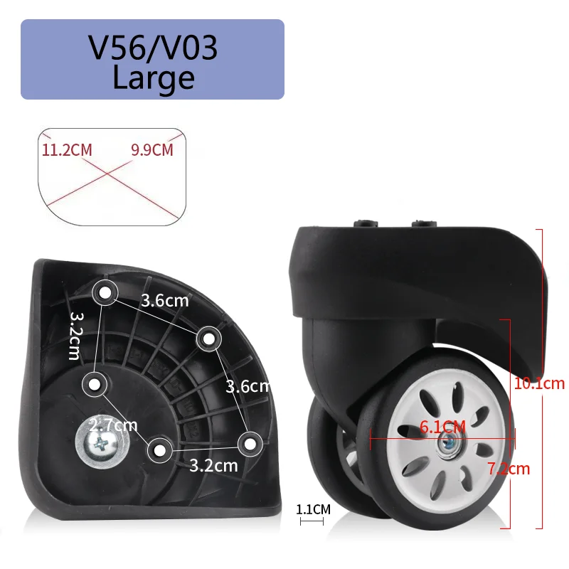 Suitable For Samsontie Suitcase V56/V03 Rubber Swivel Caster Replacement For Luggage Trolley Case Silent Shock-Absorbing Wheel