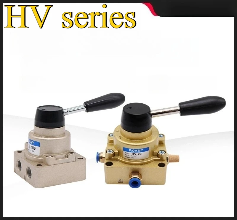 4 Way Directional Control Valve HV-02/03/04, 3 Position Manual Hand Lever for Pneumatic Systems, Air Cylinder Factory Machinery