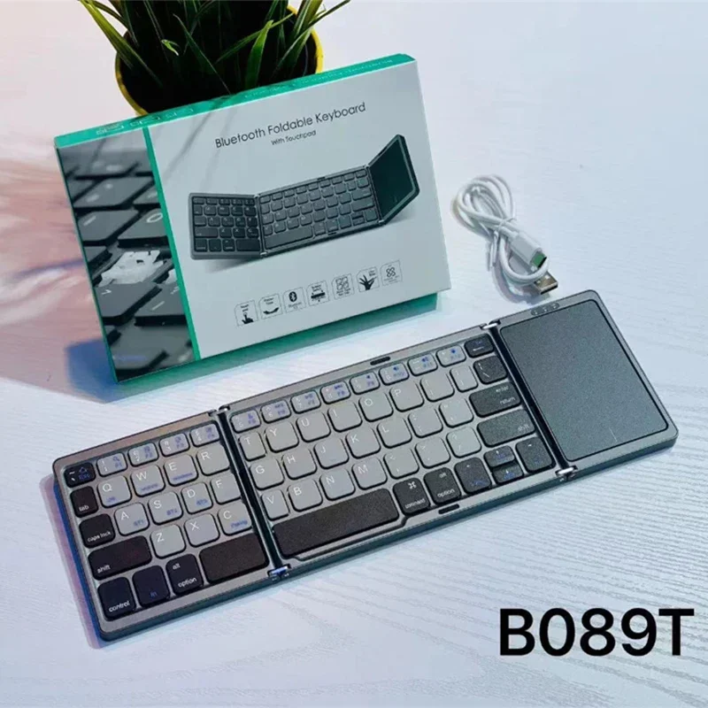 Wireless Folding Keyboard BT Foldable Keyboard with Touchpad Wireless Mini Rechargeable Folding Keyboard for Ipad Tablet Phone