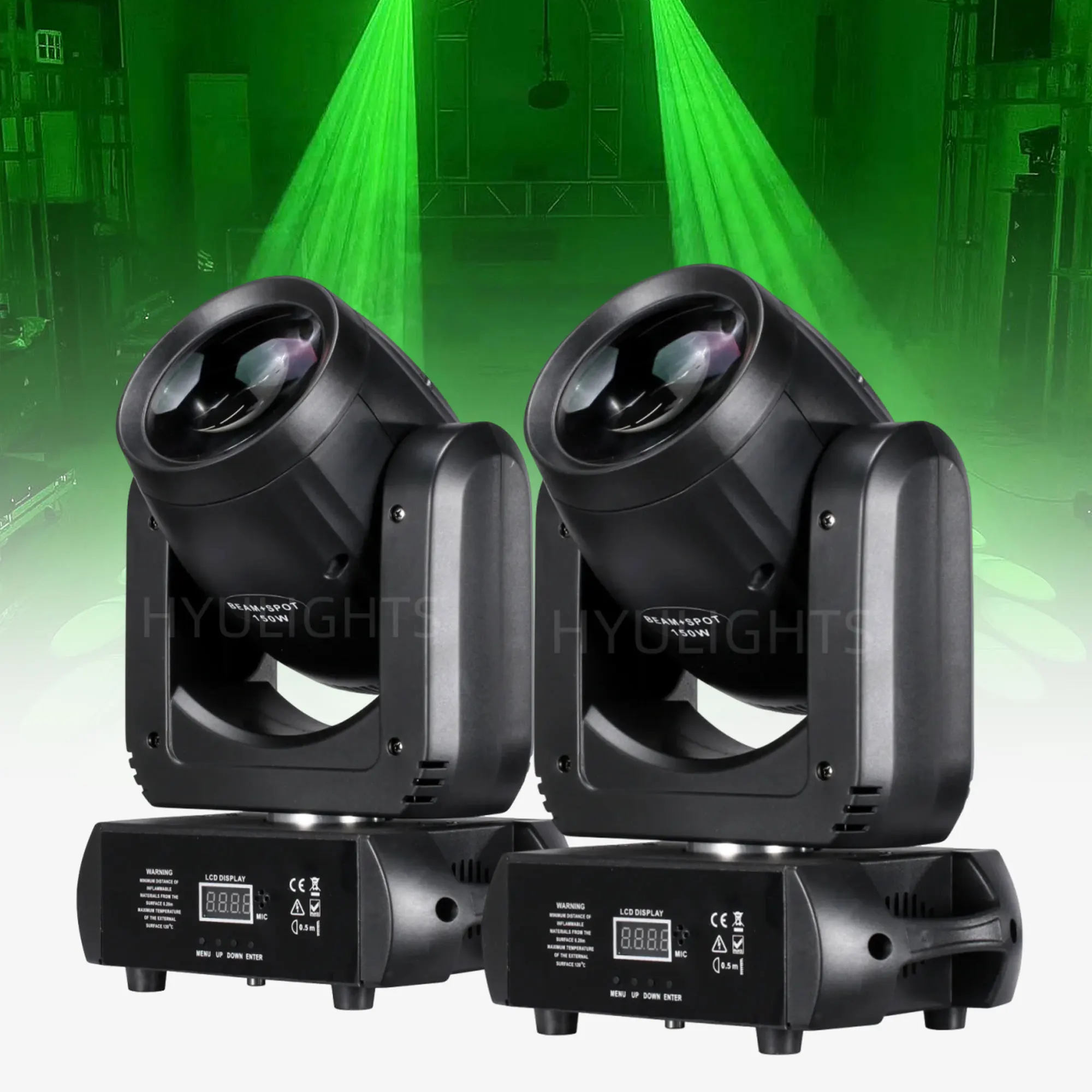 2 Luces LED Mini de Cabeza Móvil de 150W con Beam, Spot y 18 Prismas Giratorios para DJ, Efectos de Escenario DMX, Discoteca y Bar