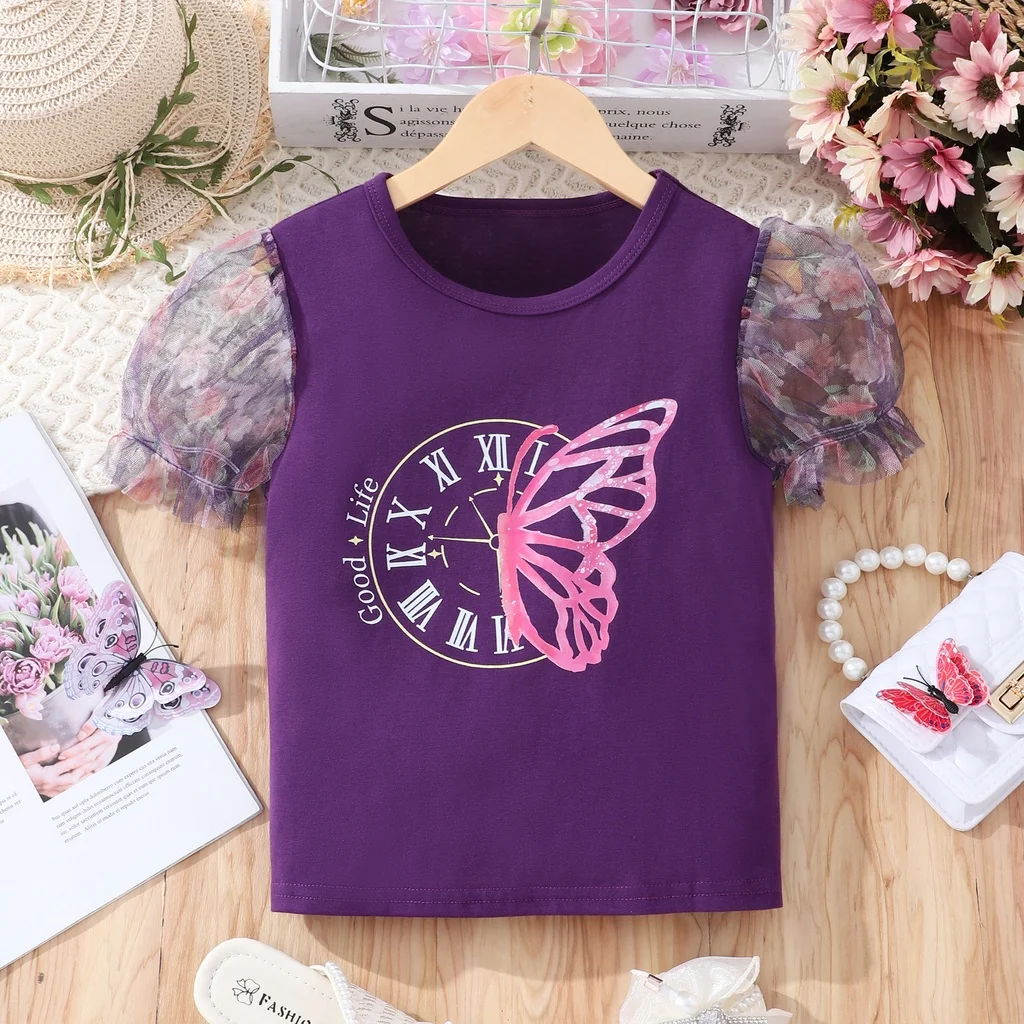 T-shirt for Children and Girls Aged 8-12 Summer Girls Short Sleeve Top Casual Children's Clothing Top T-shirt for Women