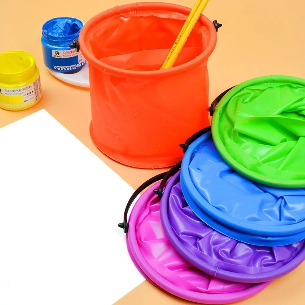 Collapsible Beach Sand Bucket Portable Folding Handheld Bucket Beach Pool Fishing Tool Art Pen Washing Toy Summer Water Fun Kids