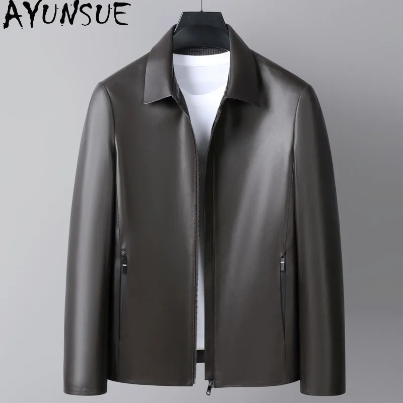 

AYUNSUE Real Leather Jacket for Men 2025 Autumn Mens Clothes Top Layer Sheepskin Coat Business Casual Coats Jaqueta De Couro