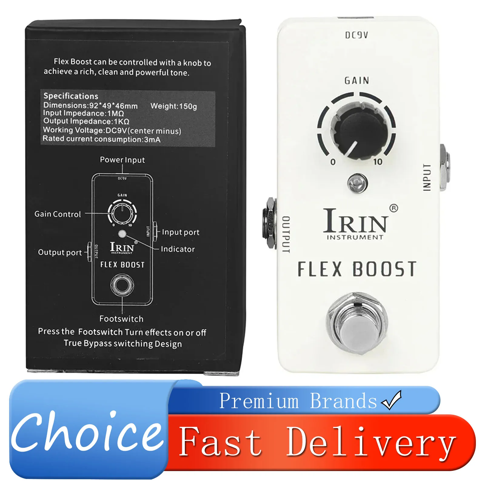 

IRIN Flex Boost электрогитараra педаль эффектов стимулятор эффектов Flex Boost True Bypass педали RS-14 аксессуары для гитары Запчасти