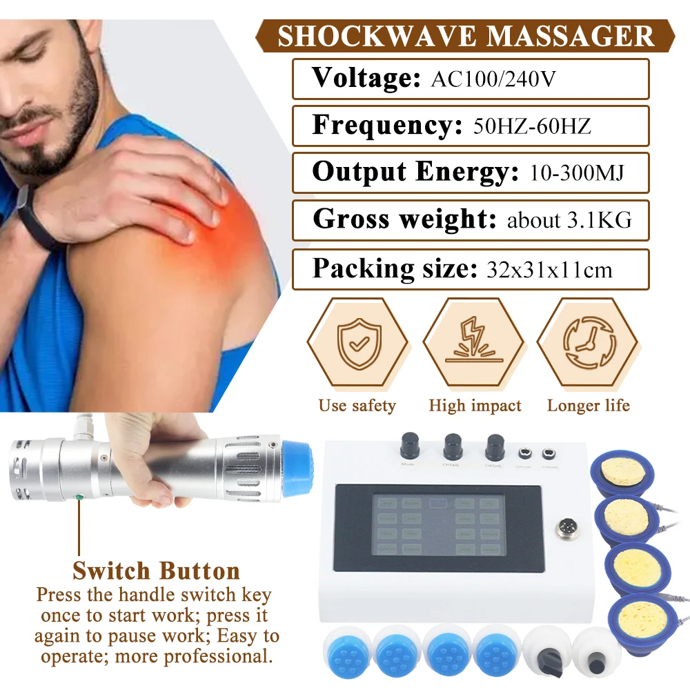 300MJ Shockwave Therapy Machine For ED Treatment Relieve Muscle Pain Massage Relaxation Professional EMS Shock Wave Massager New