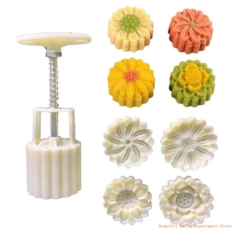 

Hand-Pressure Mooncakes Molds Flower Pattern Cookie Stamps Mooncakes Maker MidAutumn Festival Making Cookie Pastries Tool