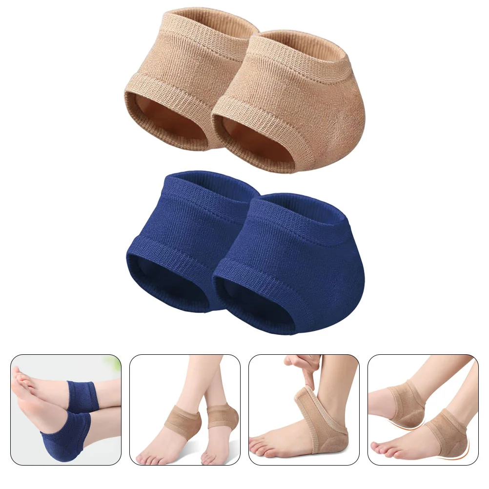 2 Pairs Heel Protector Moisturizing Socks Womens Gel Cracked Protectors Sleeves Elastic Cover Toeless for Dry Feet