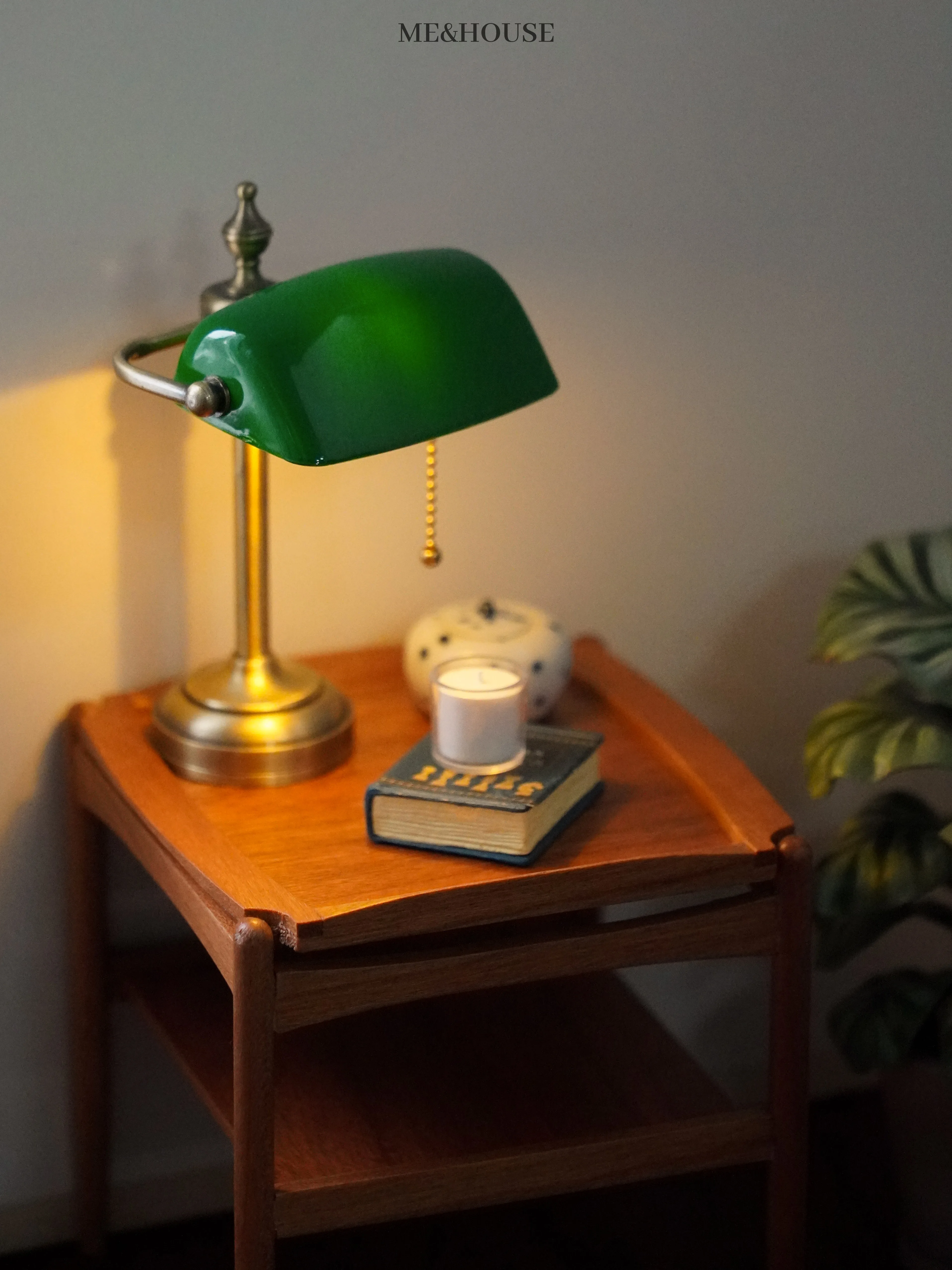 1/6 doll house model furniture accessories mini model green retro drawstring desk lamp bank lamp