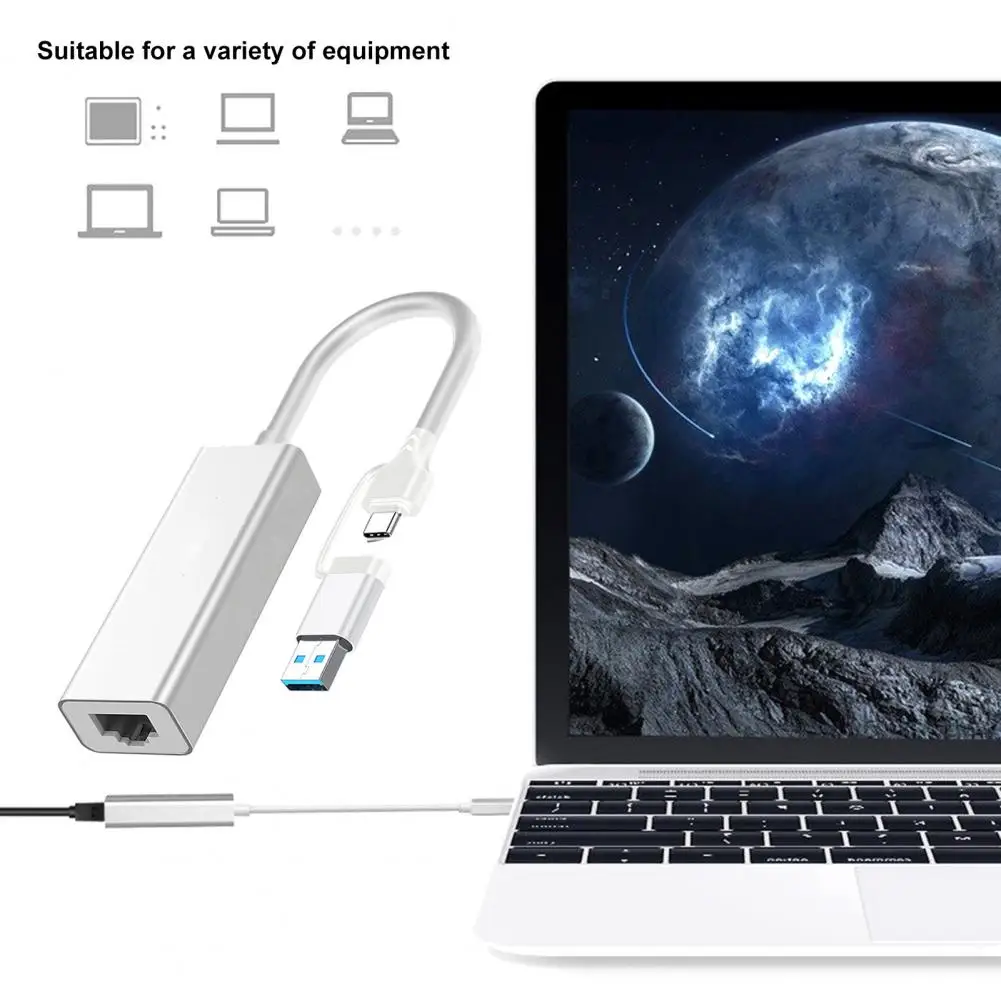 Colokan sambungan แบบมีสายและเล่น USB 3.0 Type-C เป็นอะแดปเตอร์เครือข่าย RJ45