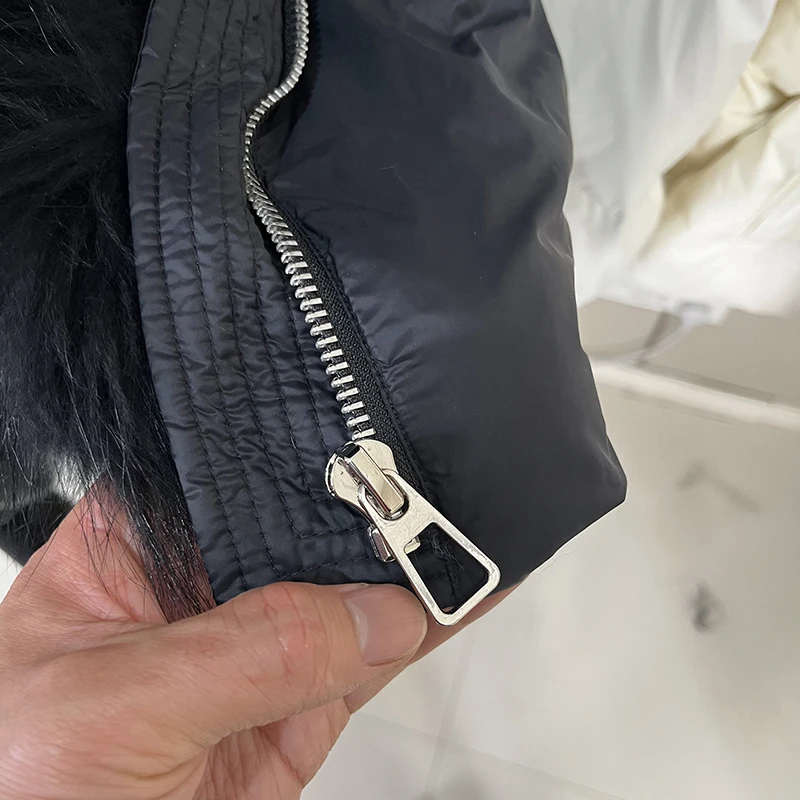 Hiver détachable naturel grand col de fourrure doudoune femme épaissir chaud lanterne manches veste femmes blanc canard vers le bas vêtements d'extérieur