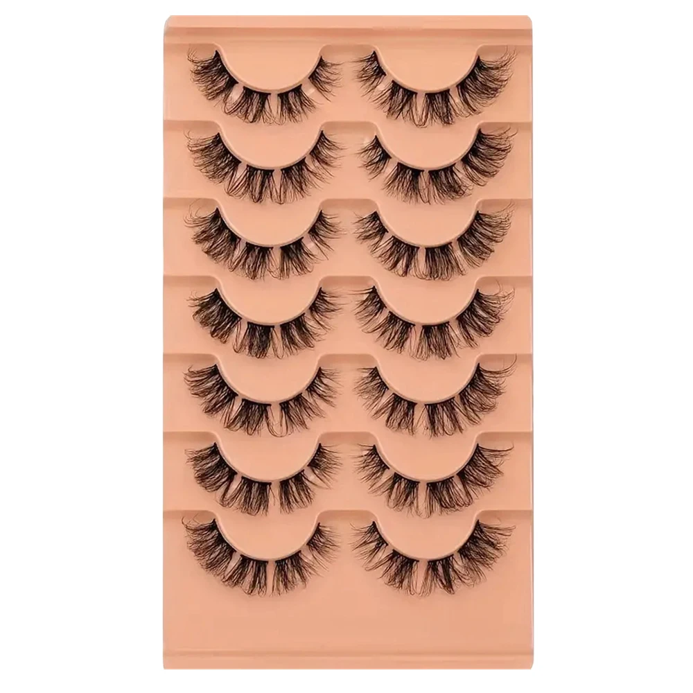 천연 속눈썹 7쌍, D컬, 슬림한 분절형 속눈썹, 재사용 가능, 데일리 메이크업에 적합