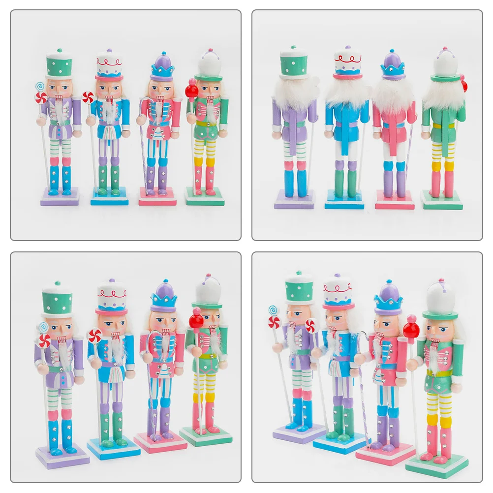 

4Pcs Xmas Nutcrackers Wood Christmas Decorations Desktop Party Ornaments Christmas Nutcrackers Festival Nutcracker