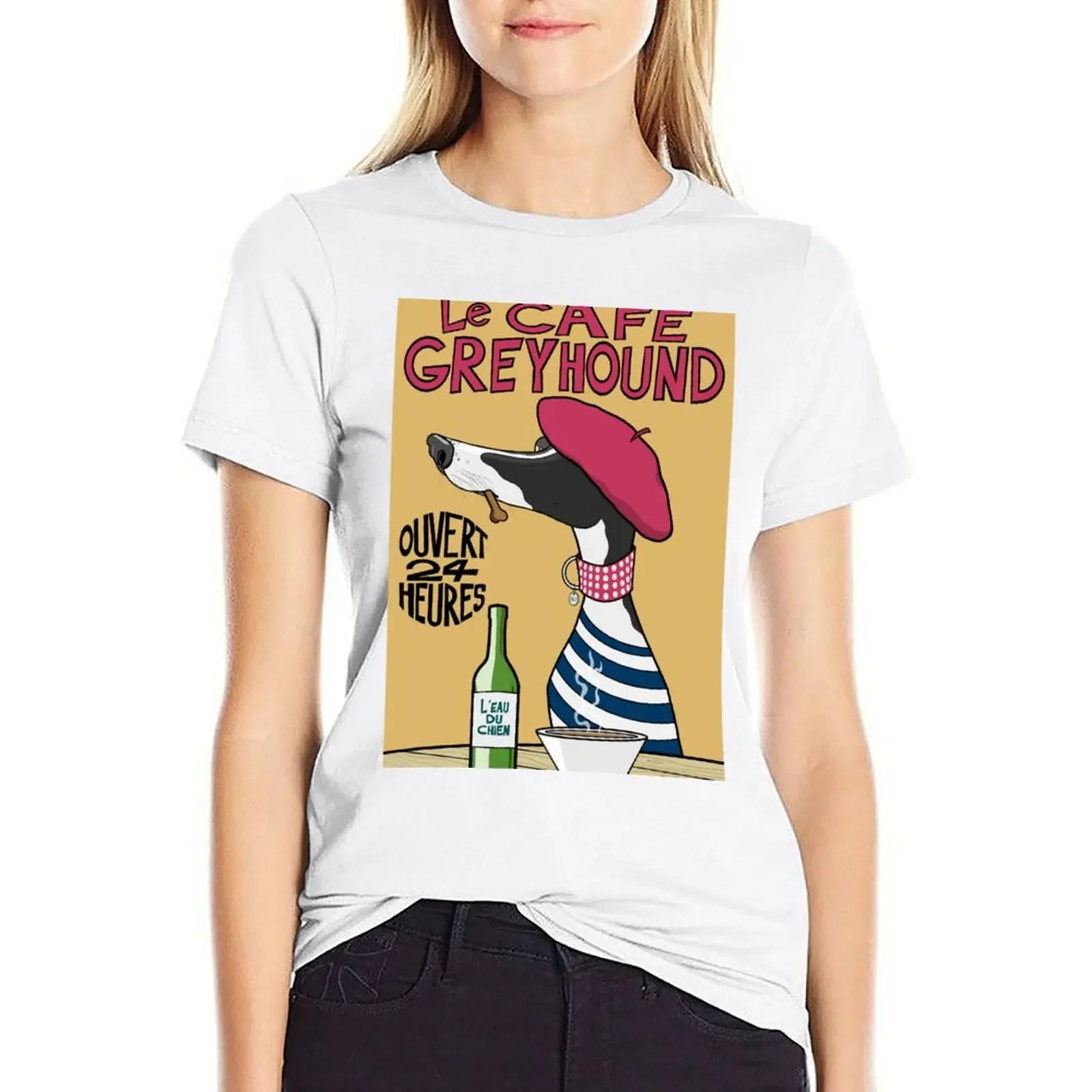 Le Café Greyhound T-shirt cute clothes Female clothing anime clothes oversized workout shirts for Women