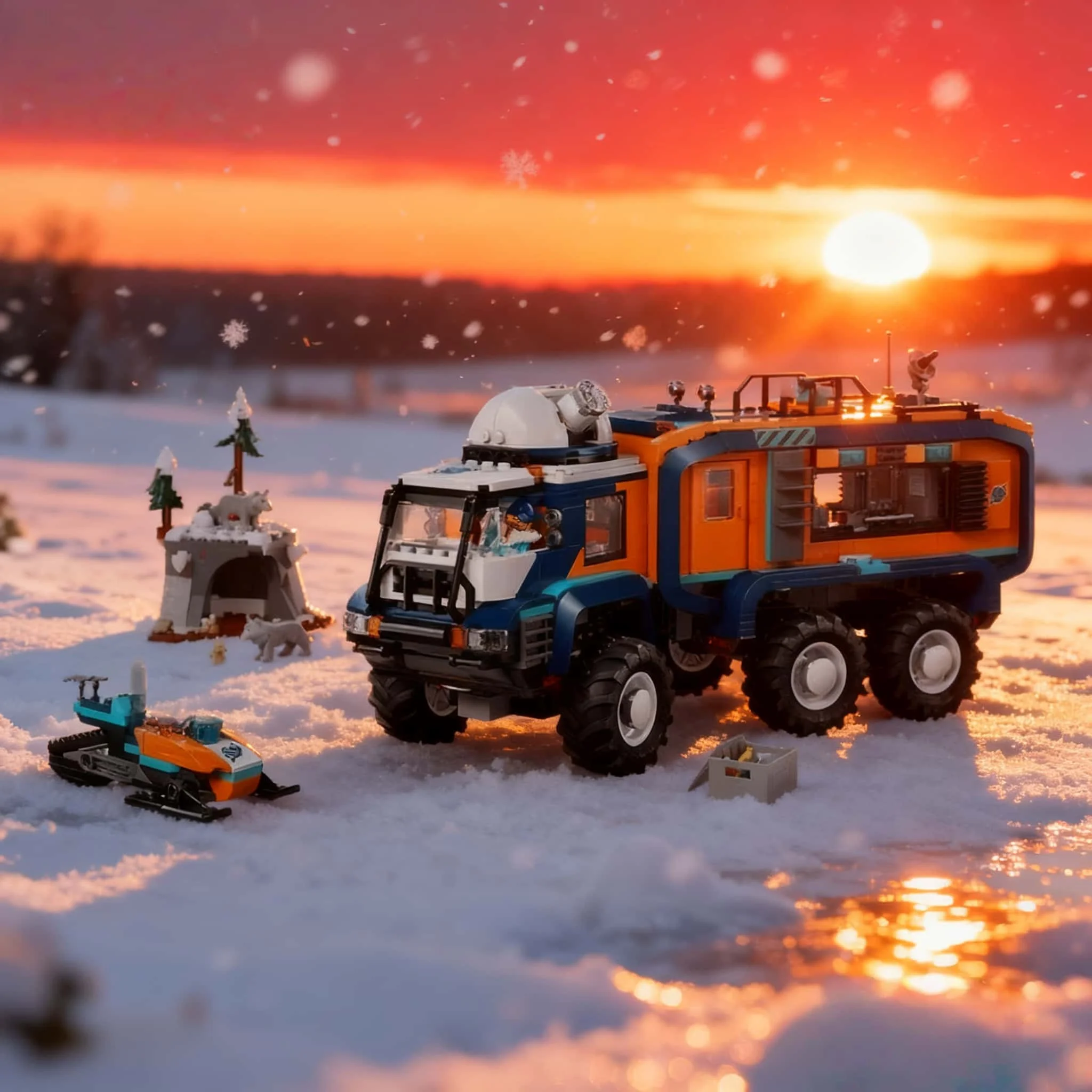 

Creative MOC2026 new interesting home decoration blue polar adventure building module modular building blocks adult holiday Chri