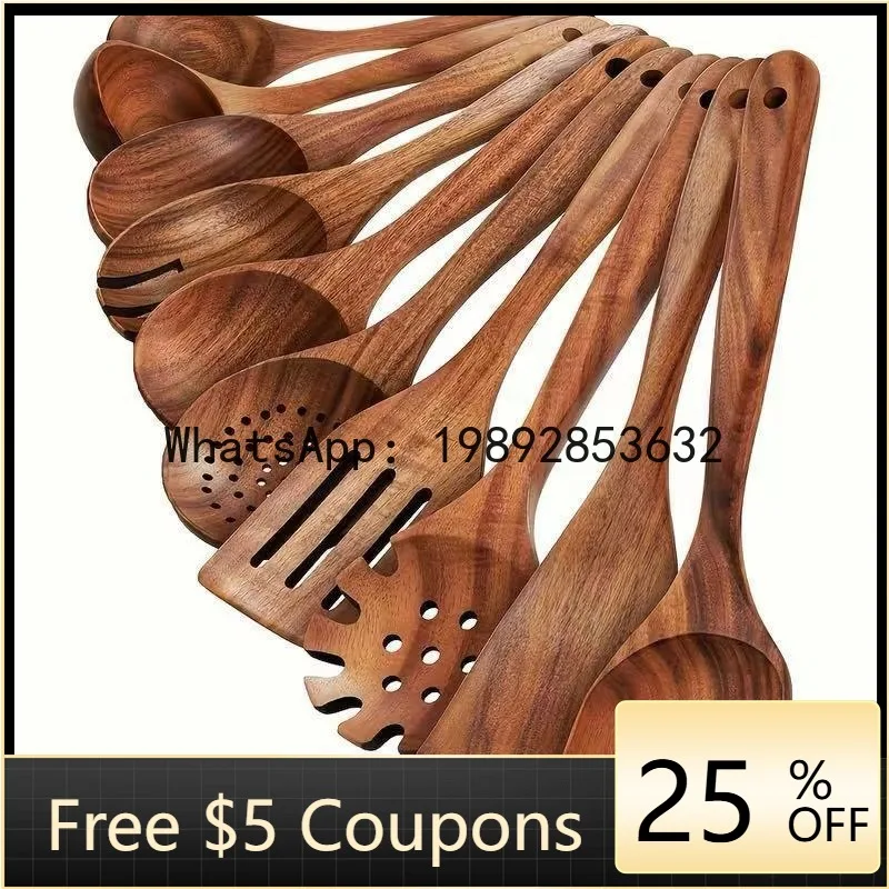 

ZZ spatula spoon non-stick pan special long handle solid wood kitchen utensils cooking spoon