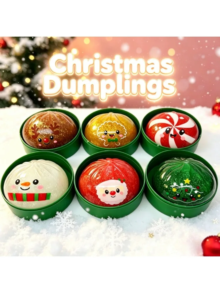 Niedliches Weihnachts-Bun-Squeeze-Stressabbau-Spielzeug, Quetschbares Bun-Spielzeug zum Stressabbau, Büro-Greifspielzeug, Geschenk, Schreibtischdekoration