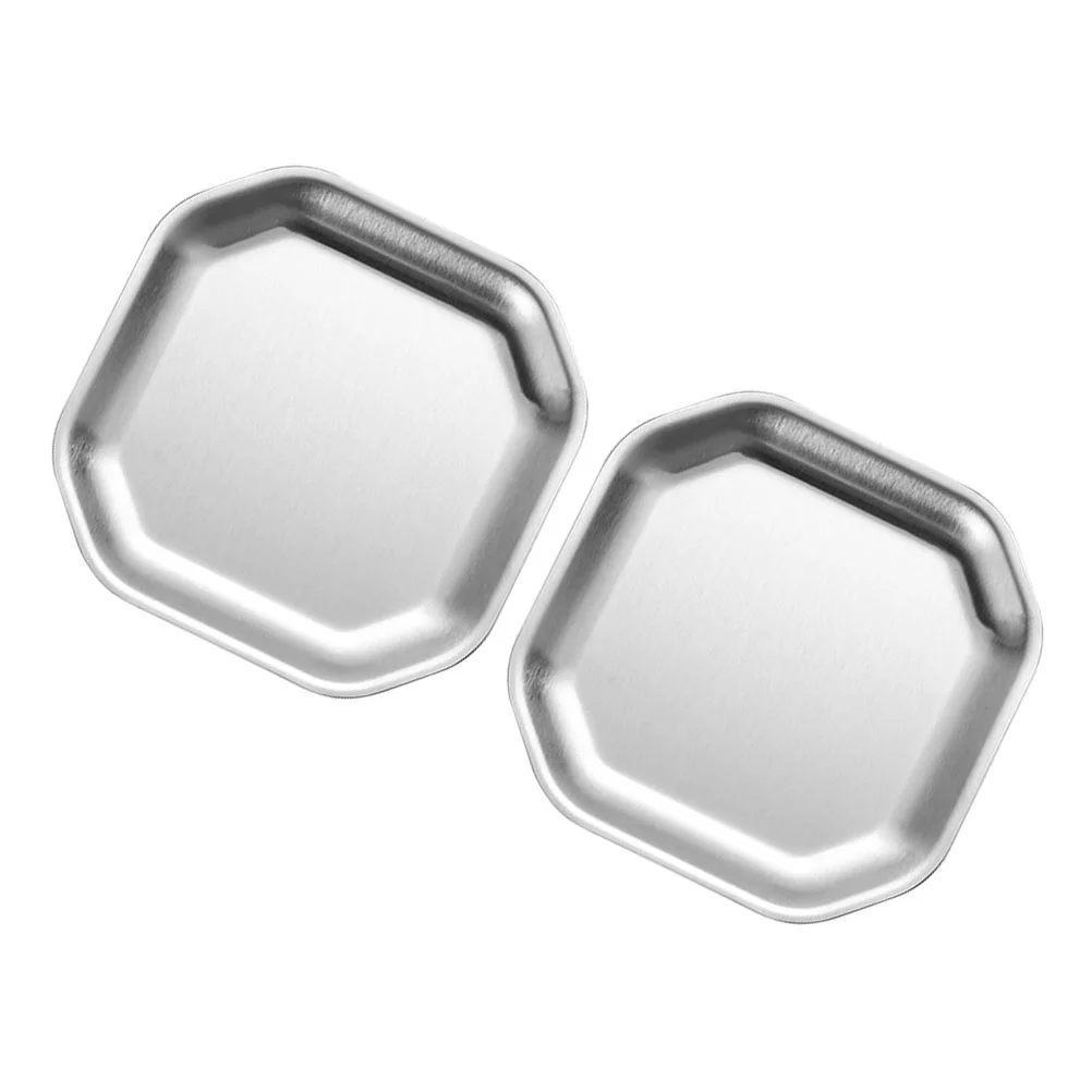 2 Pcs Octagonal Dish Dishes Decorative Snack Stainless Steel Korean Style Dinner Plates Pickle