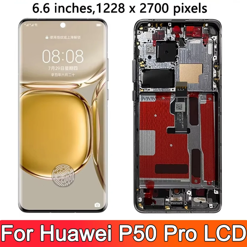 6.6\'\'For HUAWEI P50 Pro For P50Pro JAD-AL50 JAD-LX9 JAD-AL00 LCD Display Touch Screen Digitizer Assembly Replacement