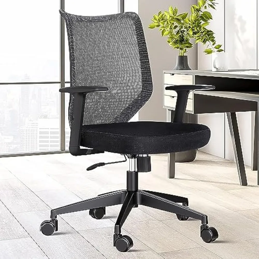 Ergonomic Office Chair Home: Mesh Desk Chair with Adjustable Arms - Mid Back Computer Chairs for Women Adults - Swivel Task