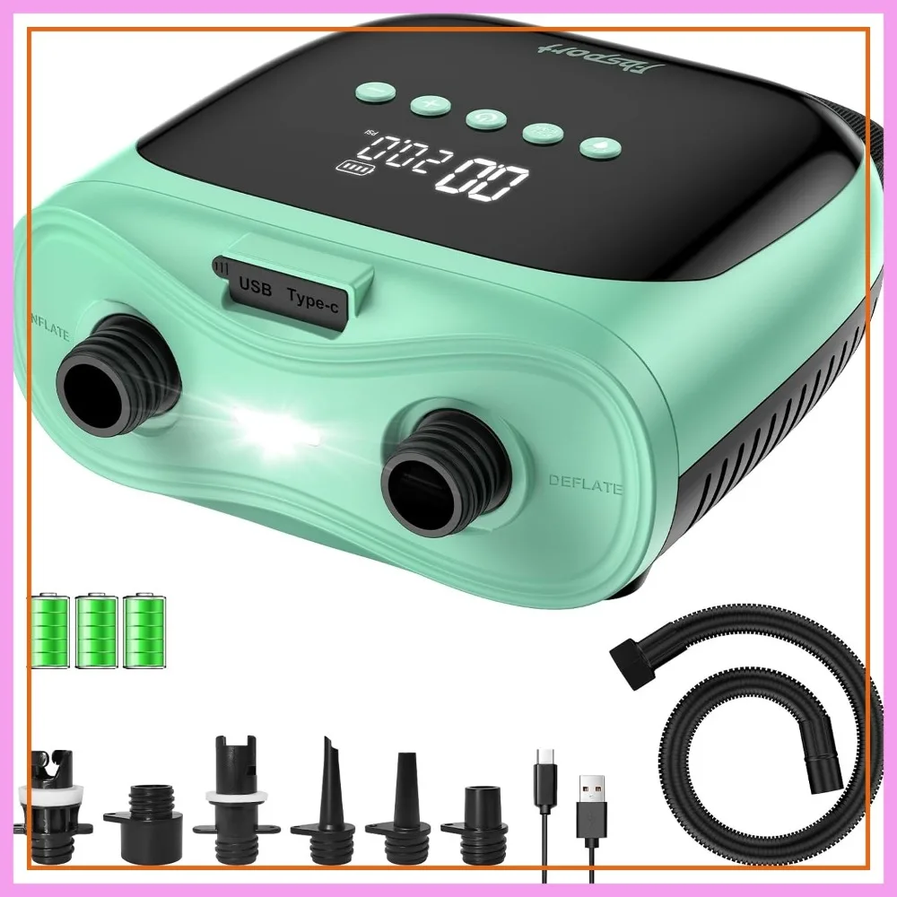 

Rechargeable 20PSI SUP Pump, Portable Electric Air Pump for Stand Up Paddle Boards, Kayak, Tent