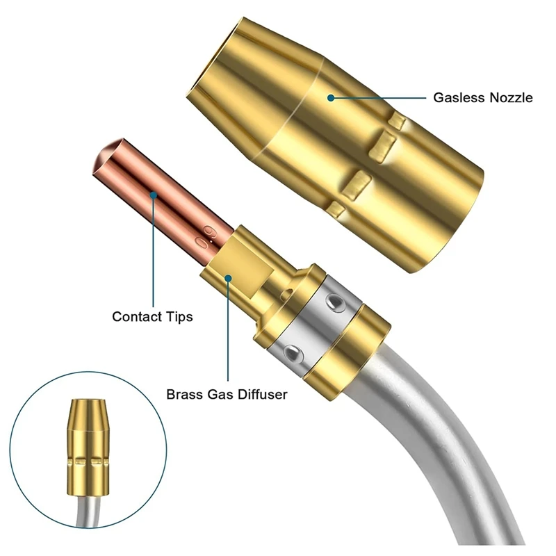 Airless Bico Difusor para Soldagem MIG Gun, Acessório Kit,0.03In Dica De Contato, compatível com H-9/10 Máquina De Solda, 34 Pcs