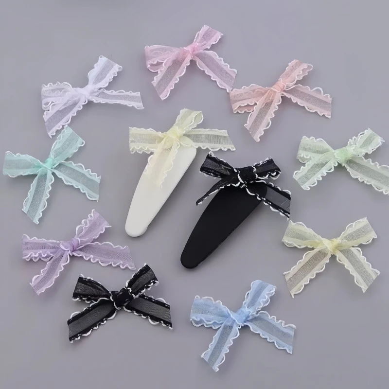 20 Stück/Lot 4x4cm Kleine Satinband-Schleifen Bunte Tüllschleifen Blumenapplikationen für DIY-Bastelarbeiten Handarbeit Party Hochzeitsdekoration – Detail 4